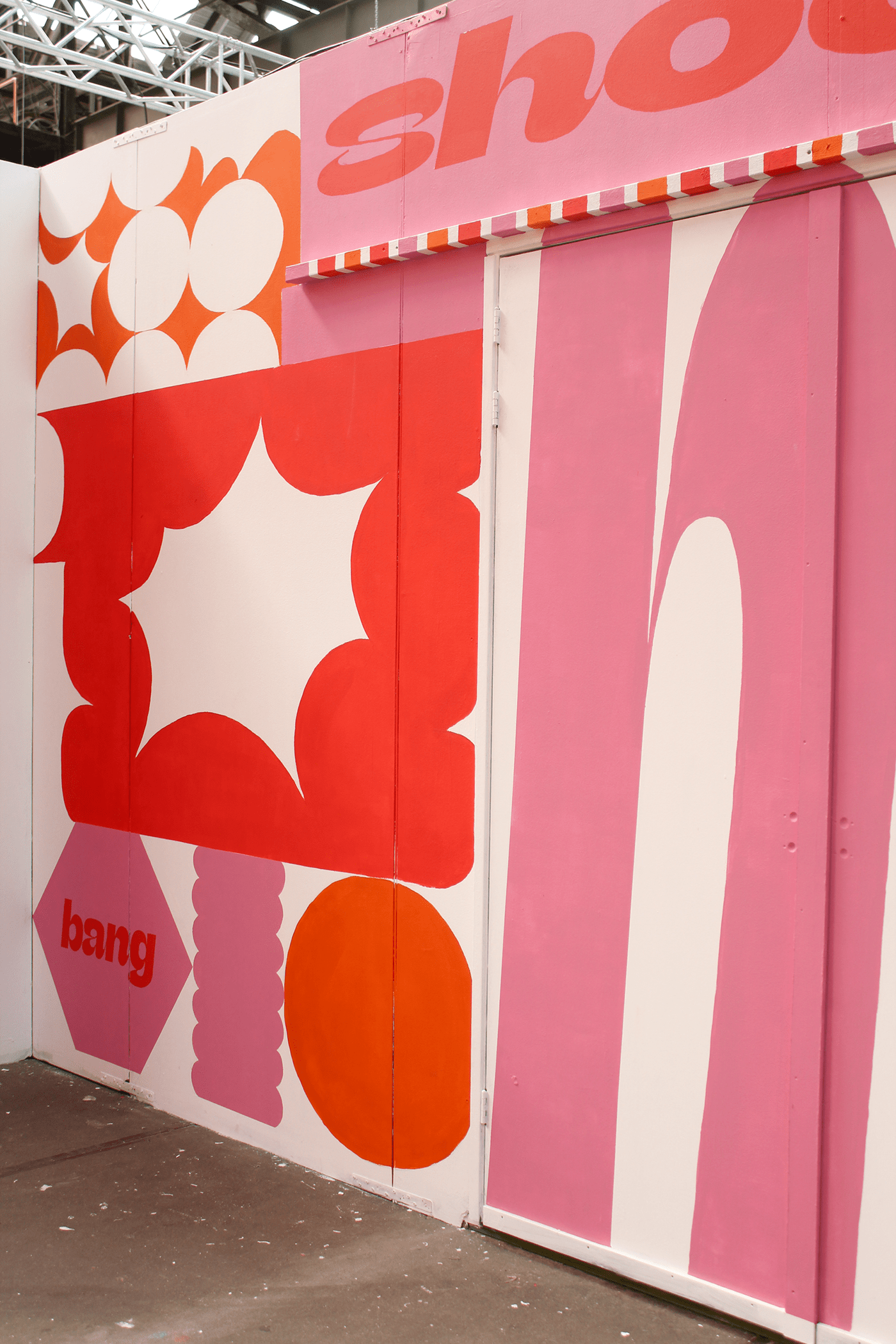 design lettering Mural paint pink studio wall