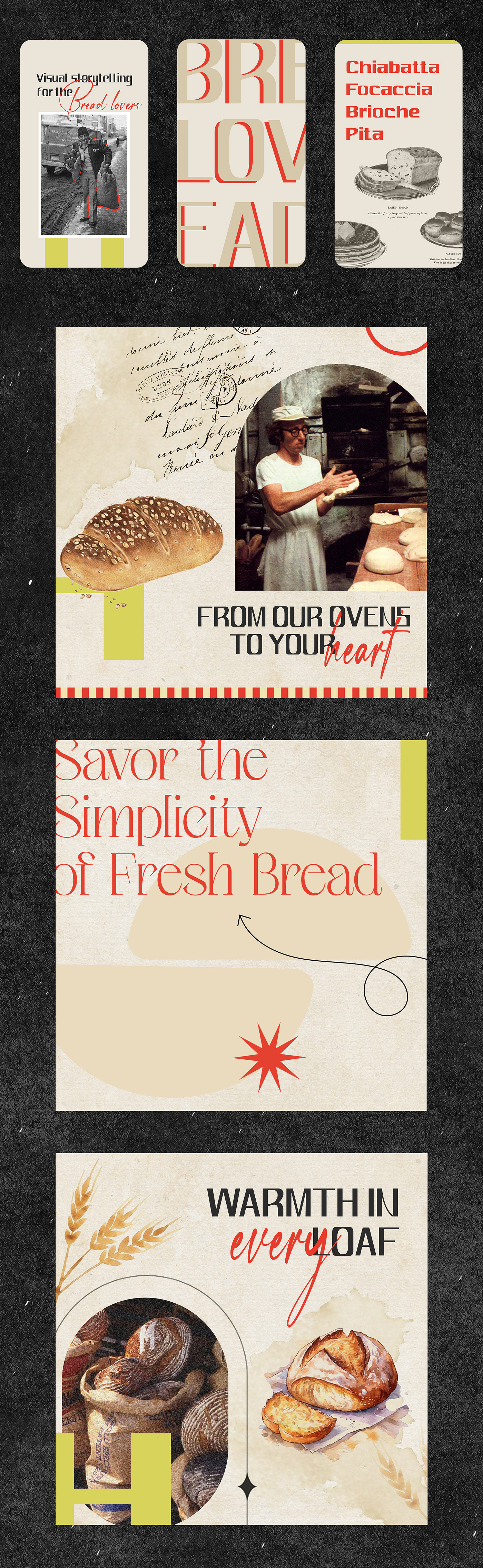 collage bread vintage Retro typography   Advertising  visual identity