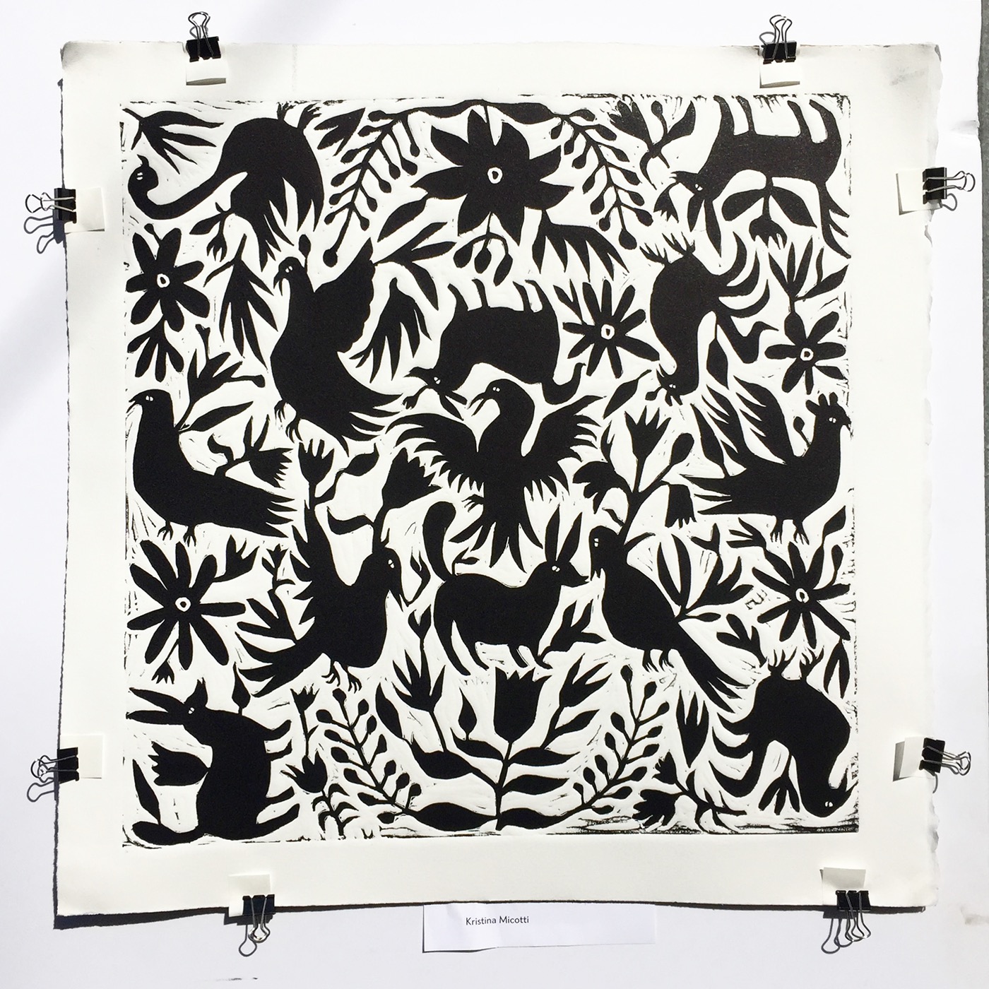 otomi Mexican Art printmaking female artist lino cut black and white