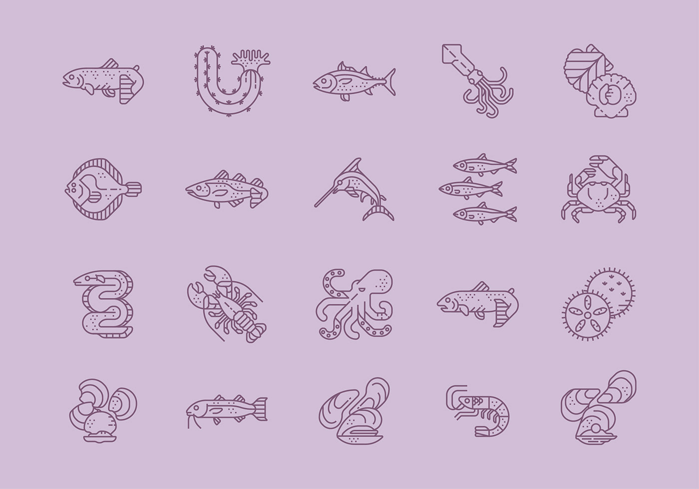 icon design  seafood fish water animals icons underwater