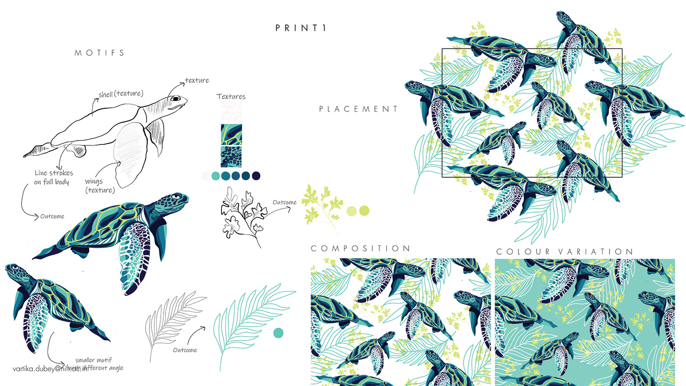 oceans pattern print design  prints surface designing textile textile design 