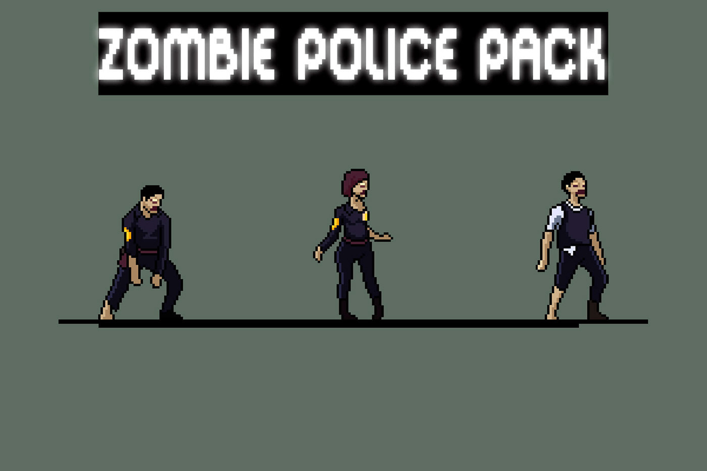 art asset assets Character game indie pixelart spritesheet zombie Policeman