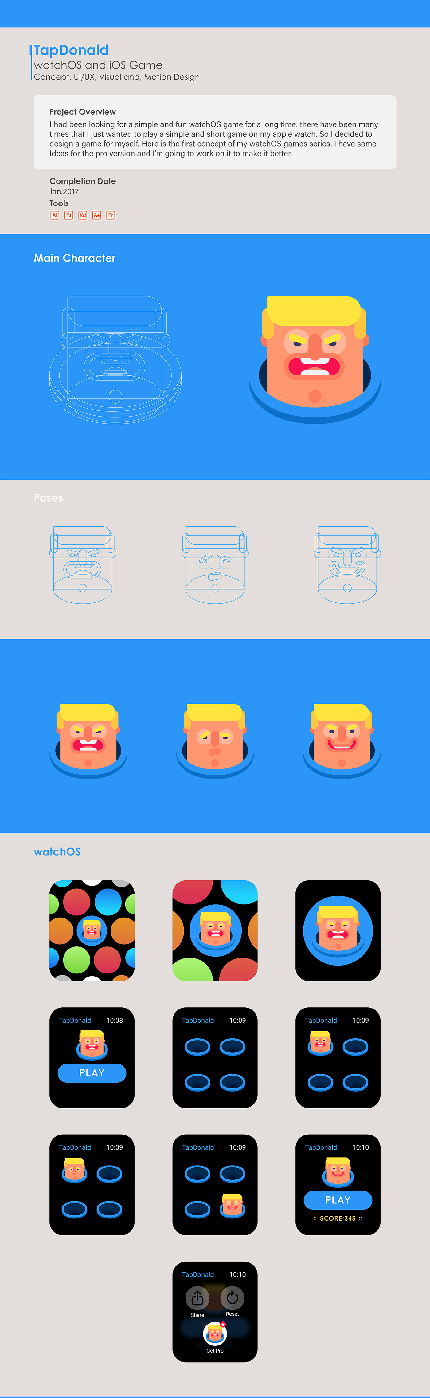 Donald Trump ios UI ux game Character motion graphic