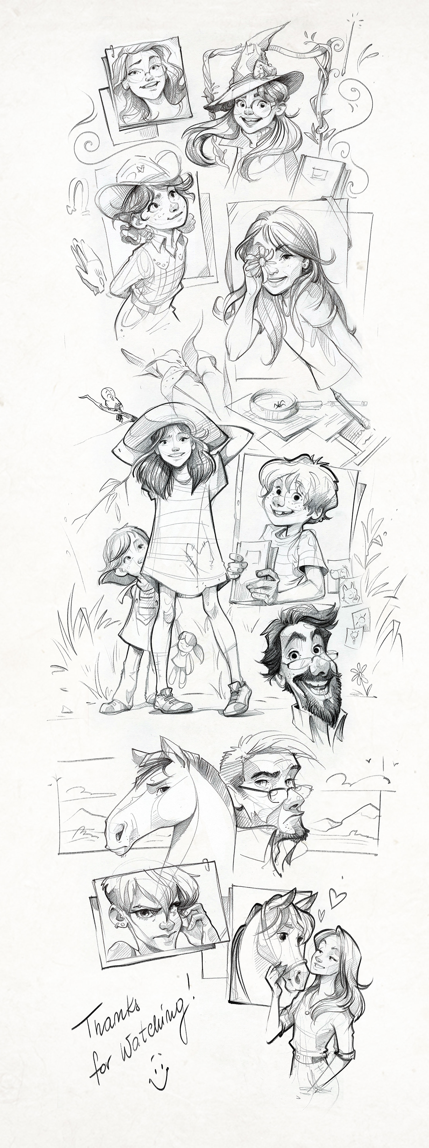 Character design  children's book concept art Drawing  pencil pencil sketch portrait sketch sketching sketchbook