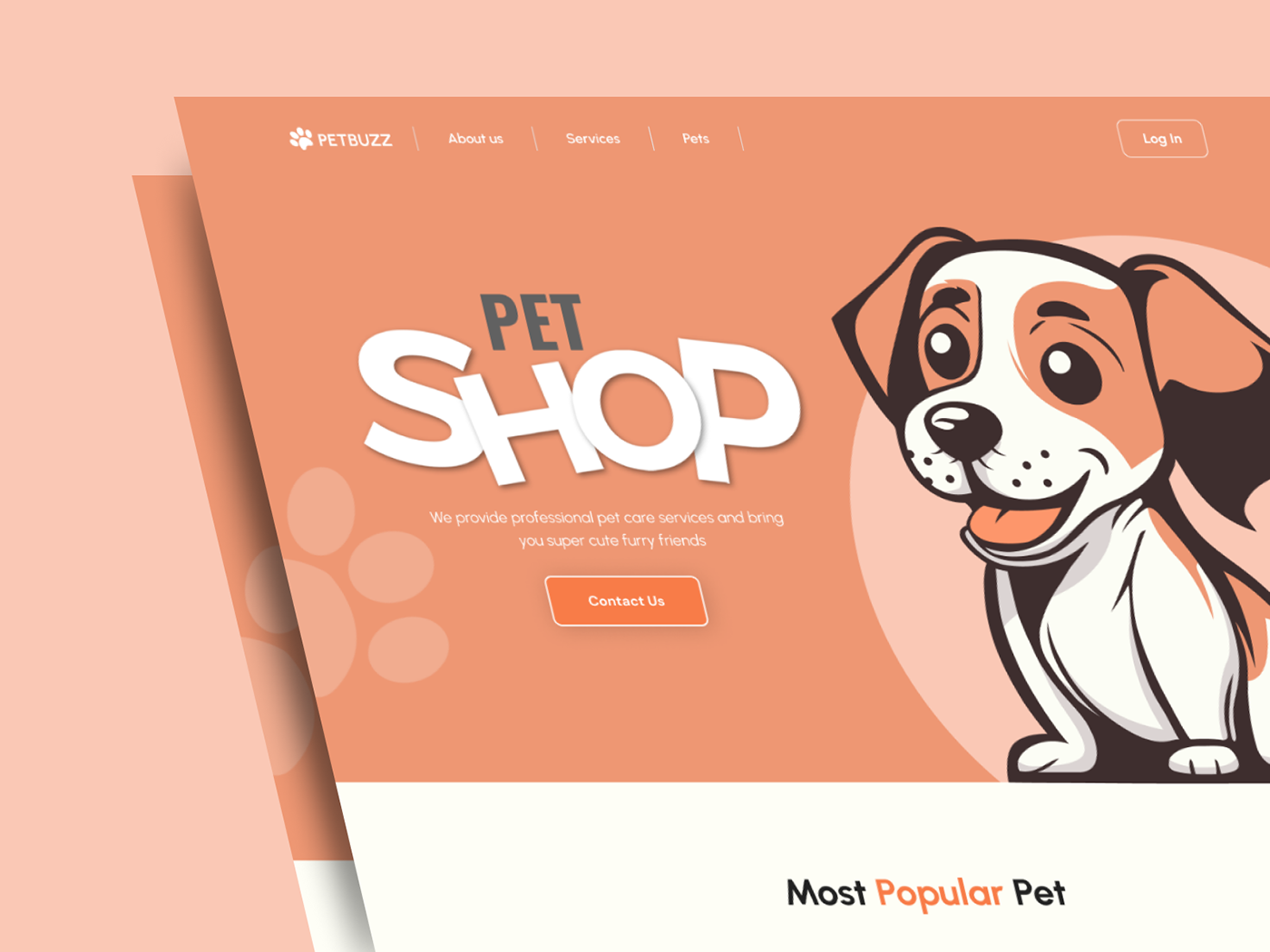UI/UX dog pet care pet shop Pet Web Design  Cat