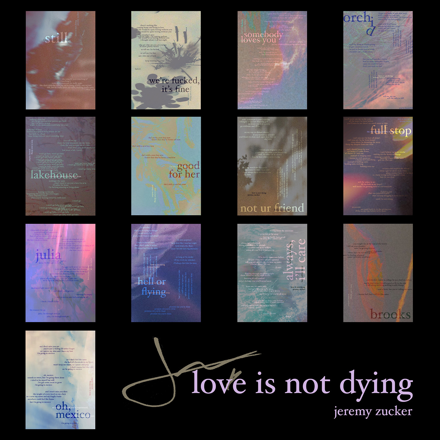 album art Fan Art hoefler text jeremy zucker love is not dying lyric poster