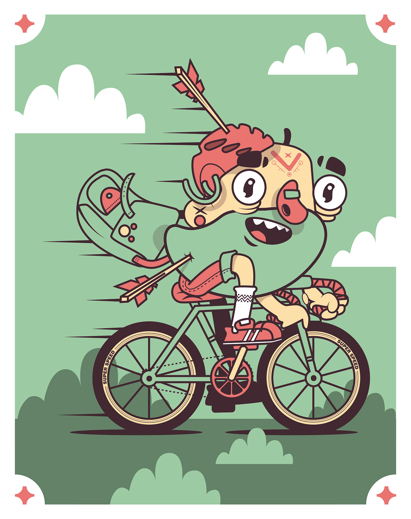 cartoon bicicleta personaje ilustracion Drawing  Digital Art 