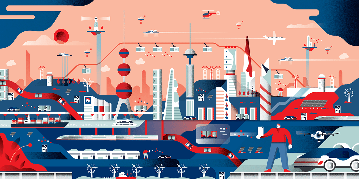 future city Future cities illustrated city Illustrated future city Futuristic city vecto art