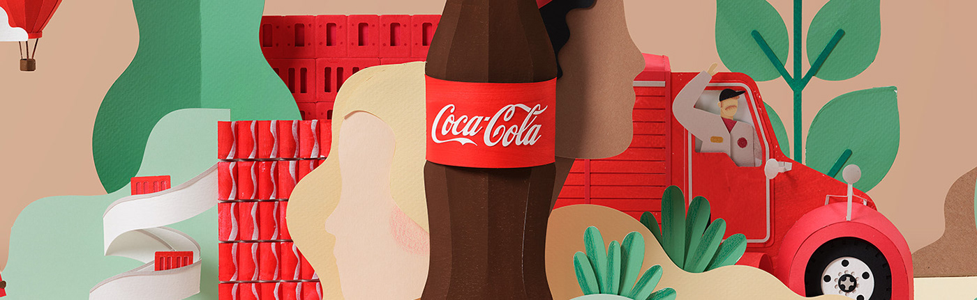 Coca Cola Advertising  stop motion paper handmade brand identity Photography  Miniature Character design  set design 