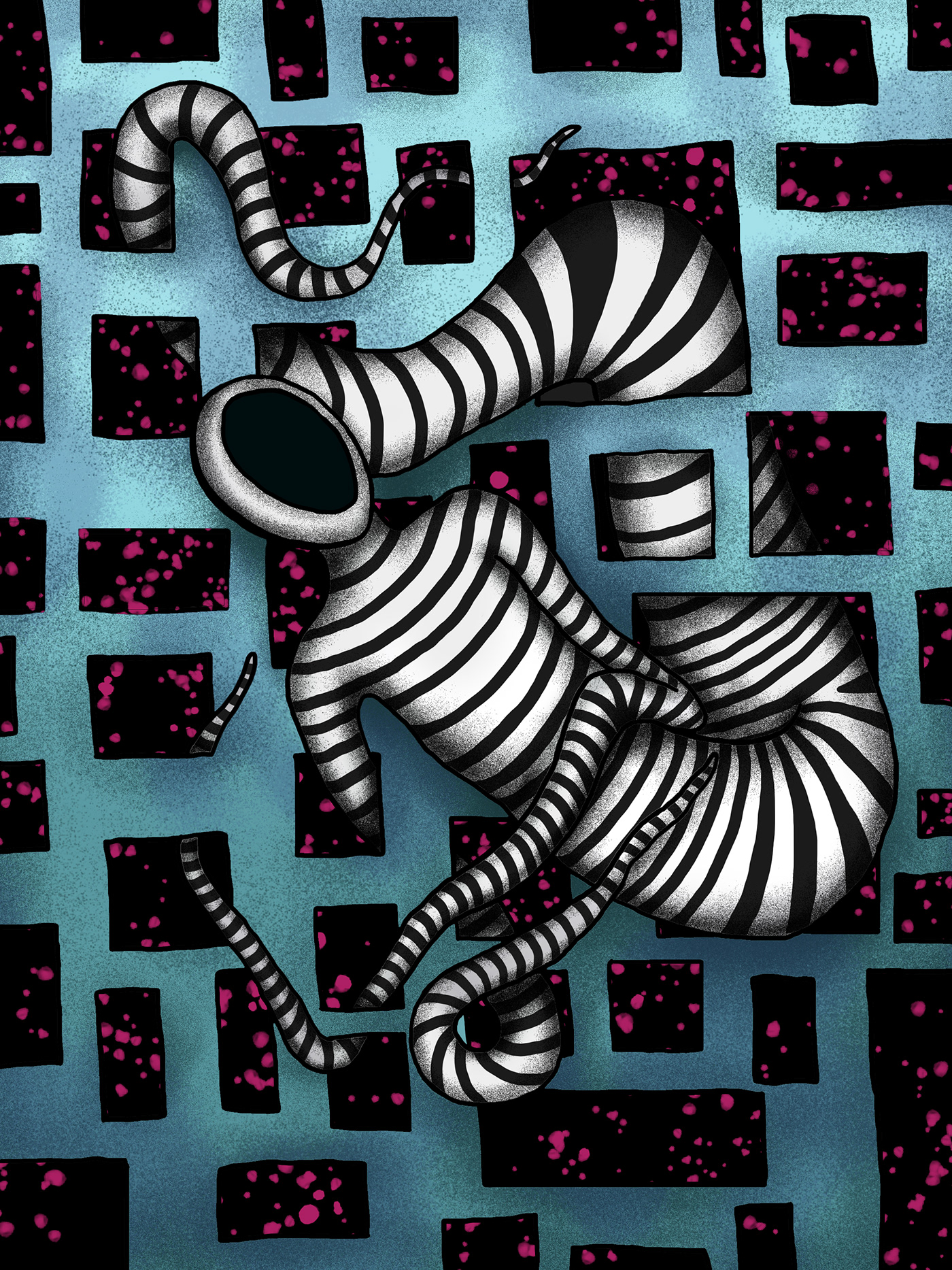 Character design  color blue stripes snake