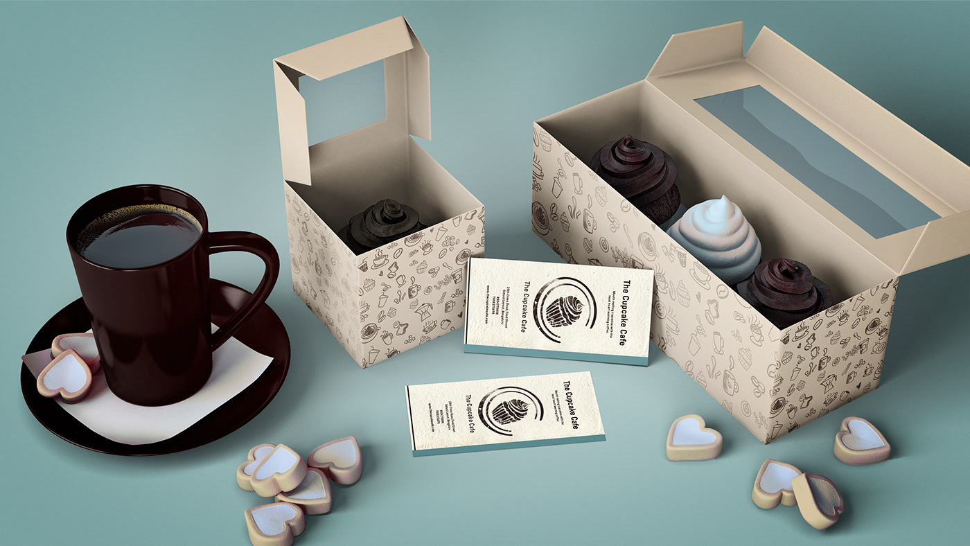 brand branding  cafe Coffee collaterals cupcakes graphics ILLUSTRATION  Logo Design Packaging