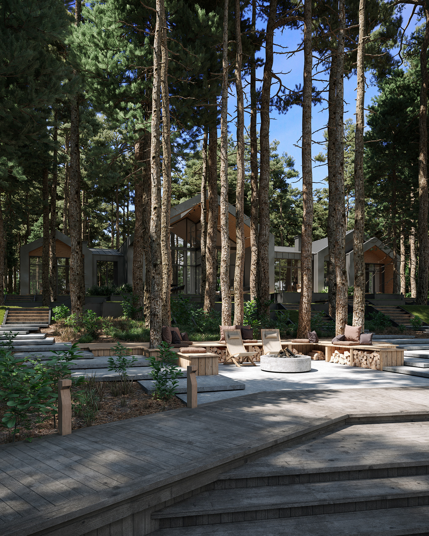 3dsmax architecture corona forest house Render river