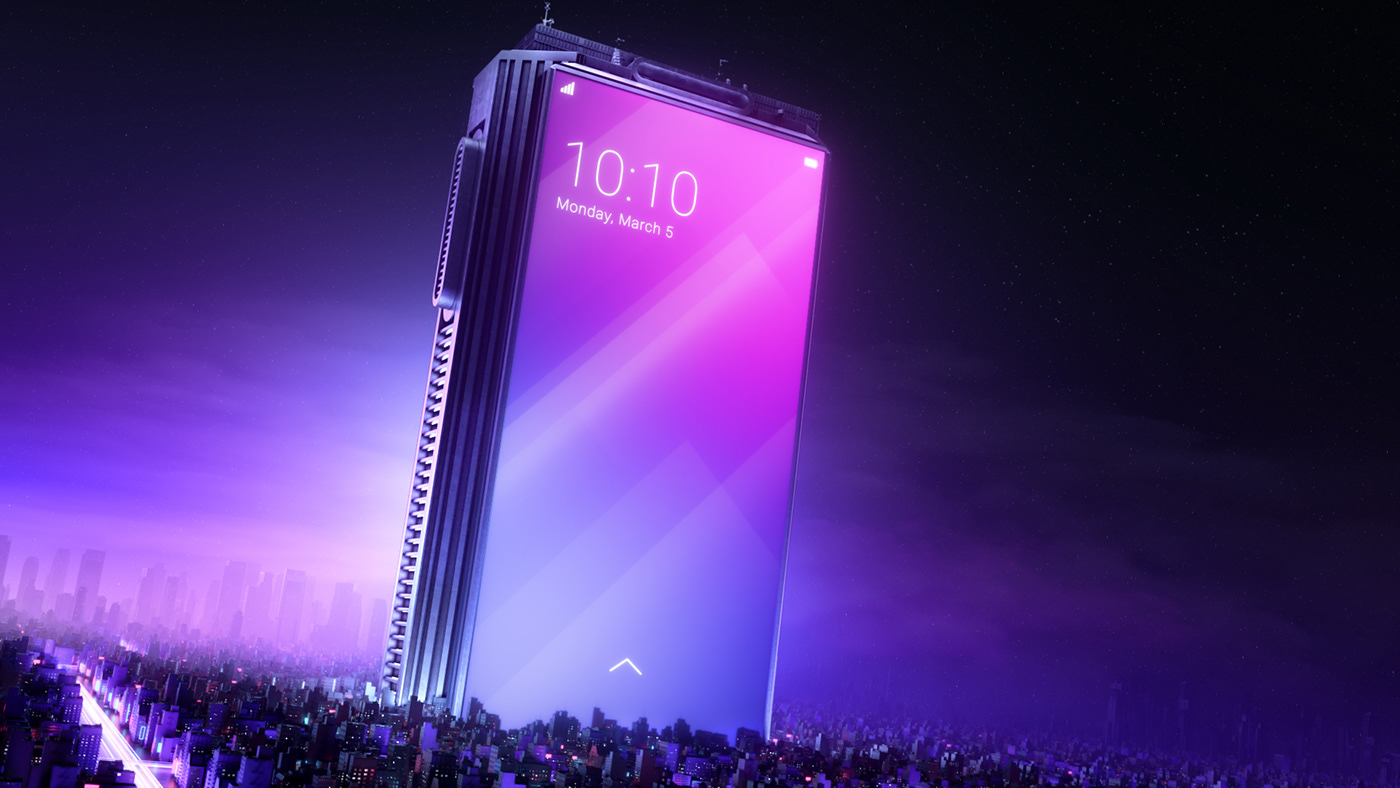 Render phone city 3D night motion design concept china