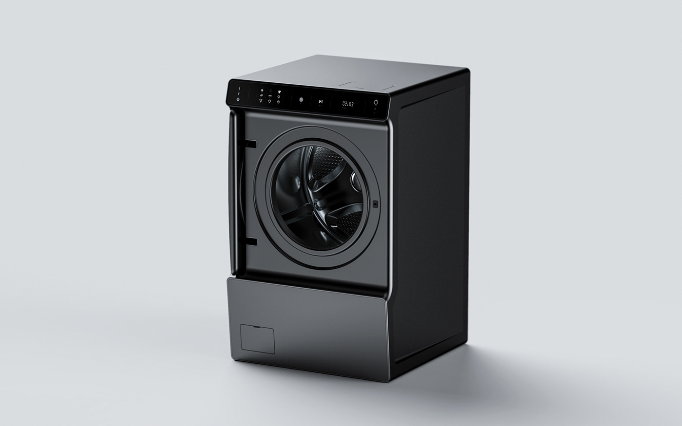 black compact detail hide Interior push washer Washing machine