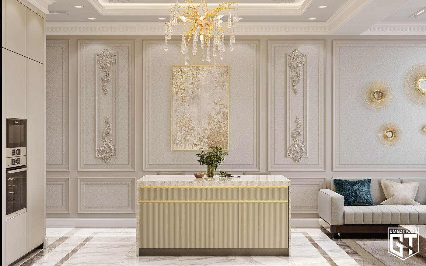3dmax corona render  Design interiors kitchen design Kitchenroom rendering visualization white kitchen