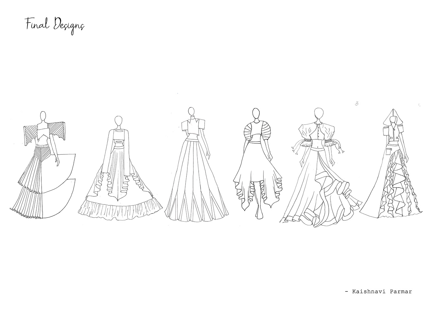 fashion illustration womendesign mirror flow graduation collection DANCEMUSIC TECHPACK DESIGN