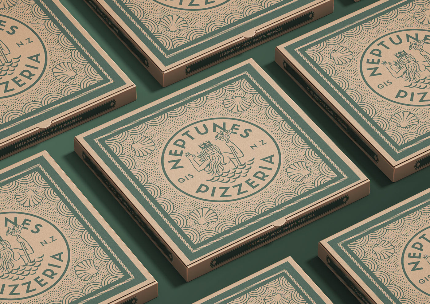 Badges craft nautical neptune packaging design pizza branding Restaurant Branding