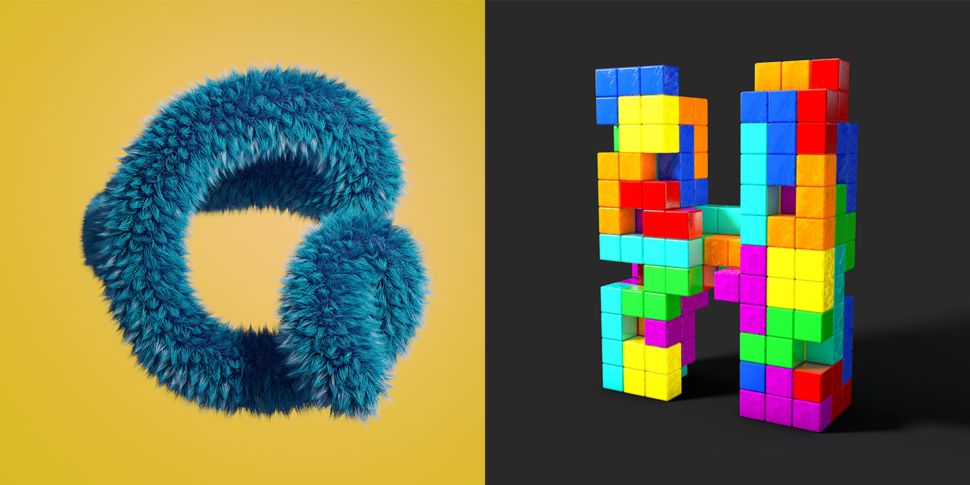 cinema 4d material lighting texturing modeling 36 days type Character 3D letter Form daily 36daysoftype physical inspire