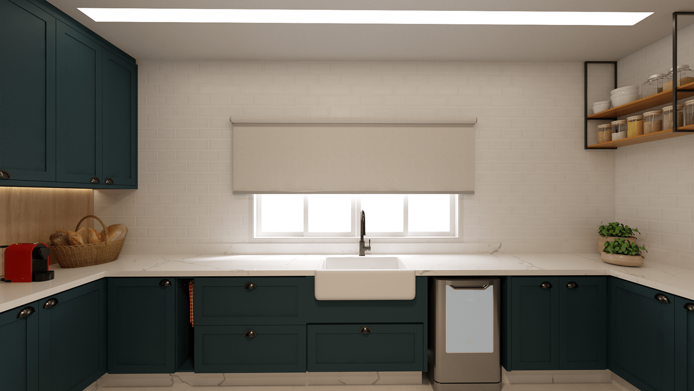 3D interior design  kitchen provencal Render vray