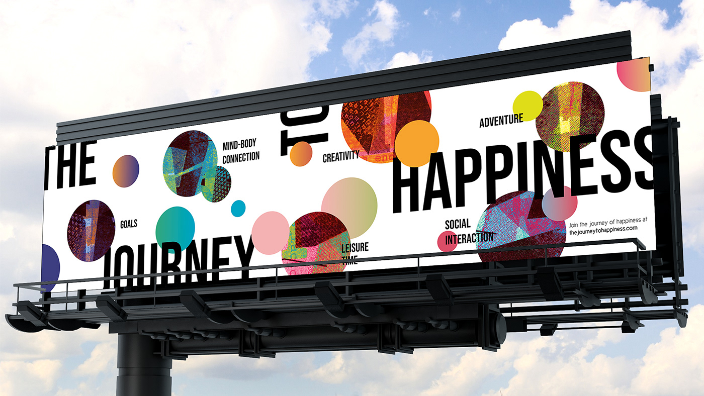 Billboards campaign happiness kit letterpress motion graphics  poster Web Design  editorial design  graphic design 
