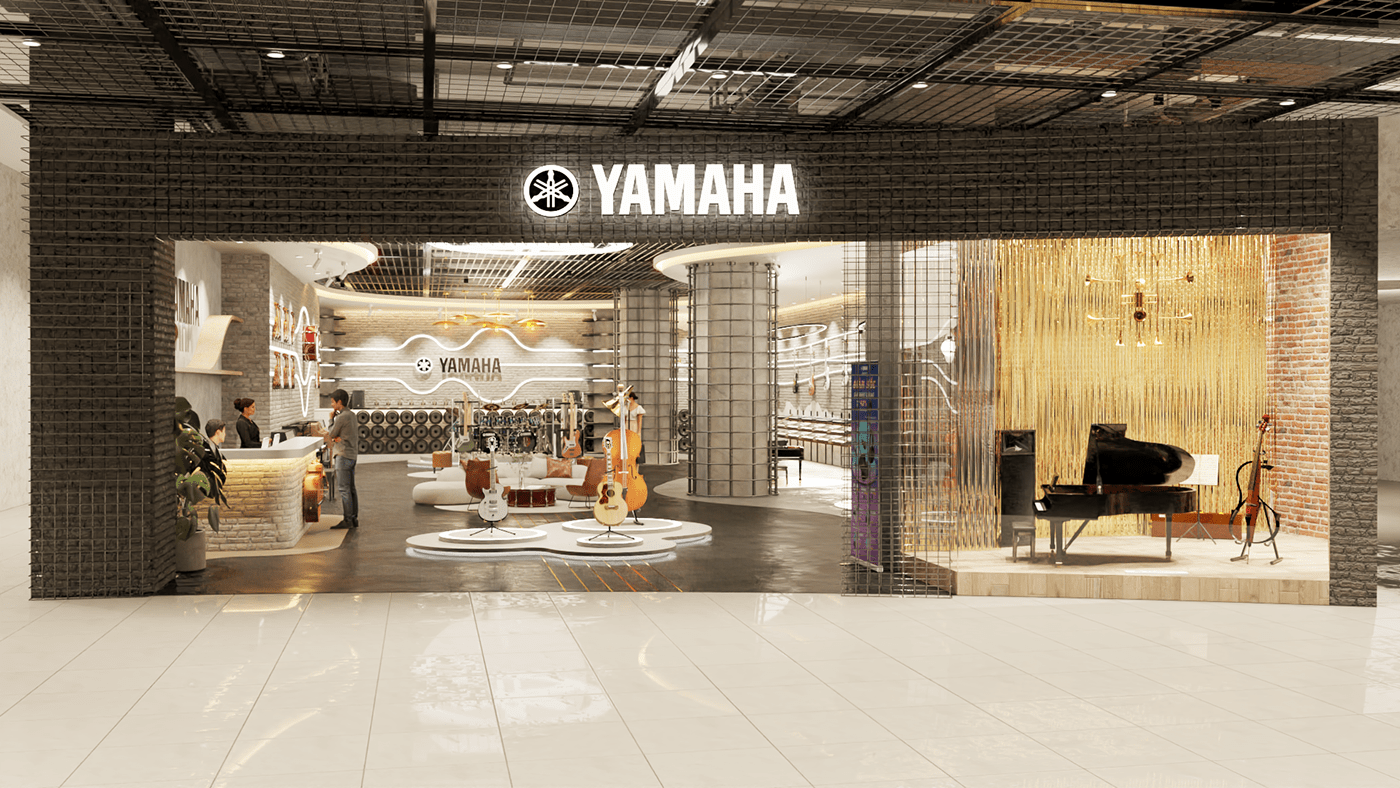 showroom Sketchup vray  Showroom Interior yamaha Yamaha Music