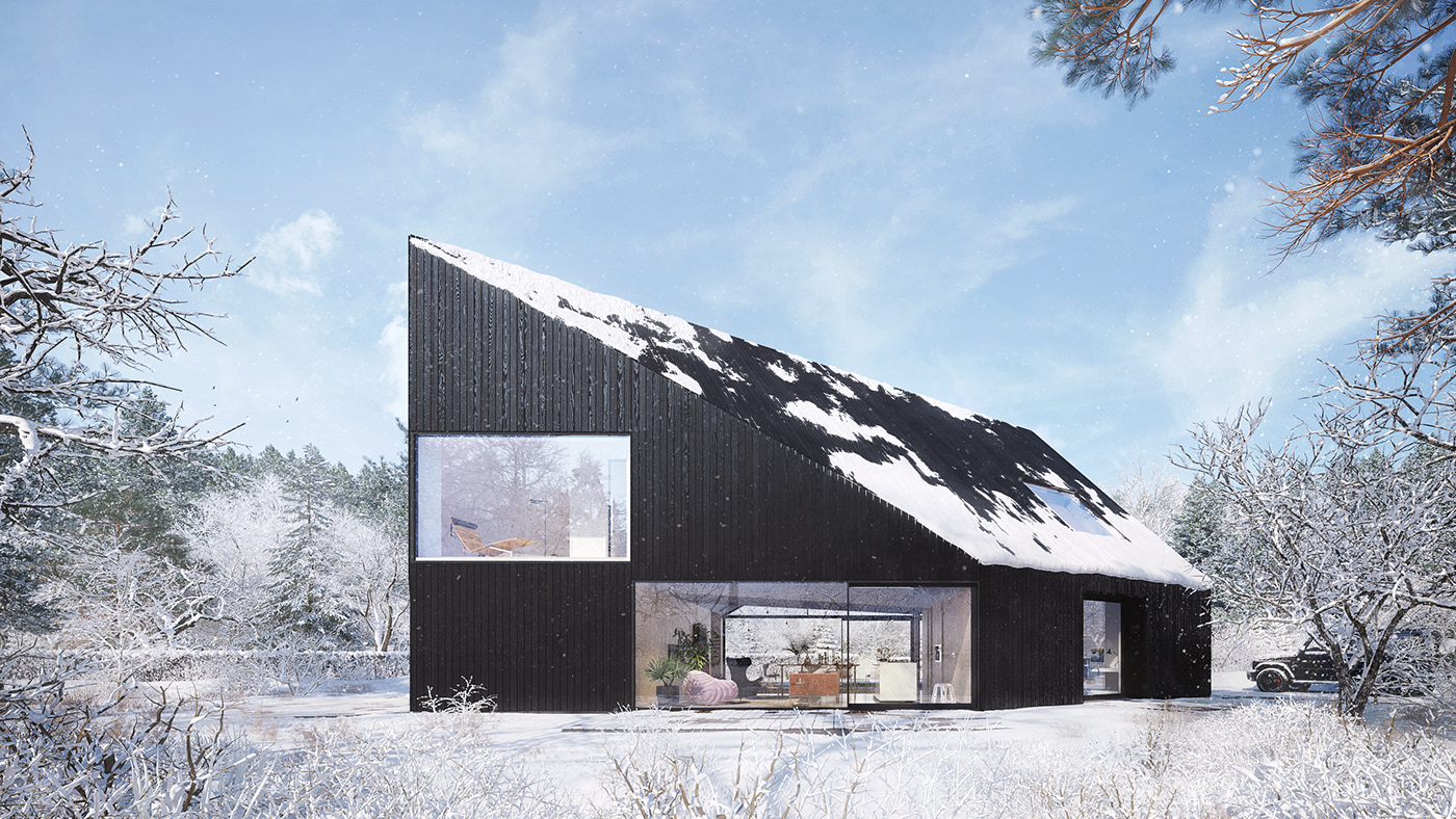 architecture blackhouse diamond  modernbarn shousugiban winter