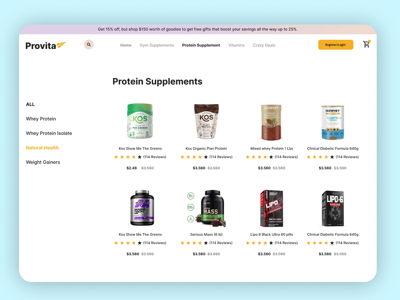 health and fitness healthcare landing page packaging design protein supplements UI/UX user interface Website Website Design