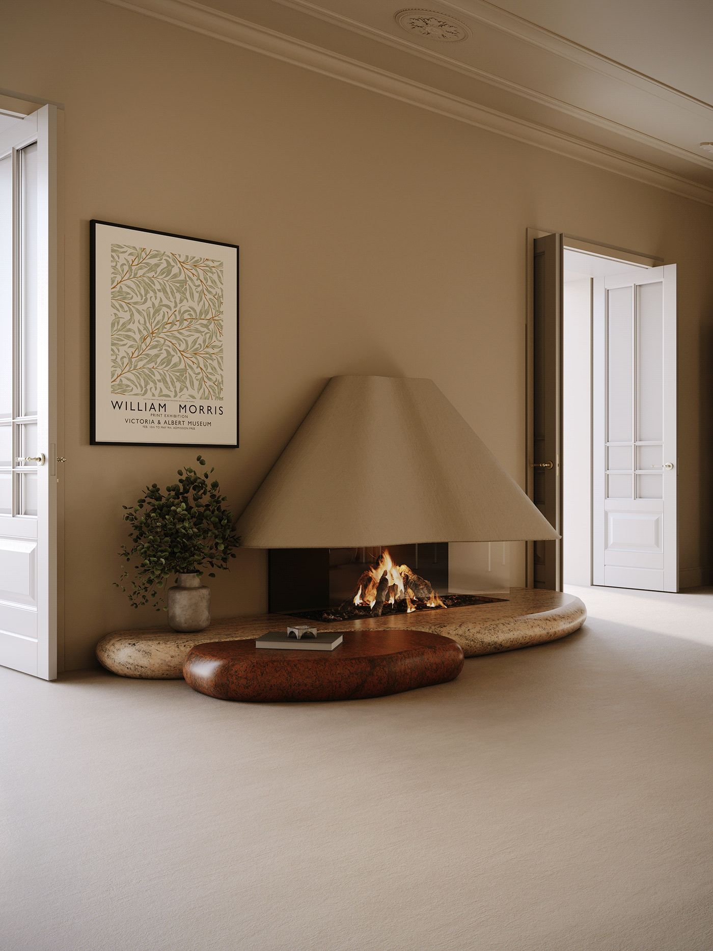 cream minimal living room visualization architecture Render interior design  modern 3D archviz