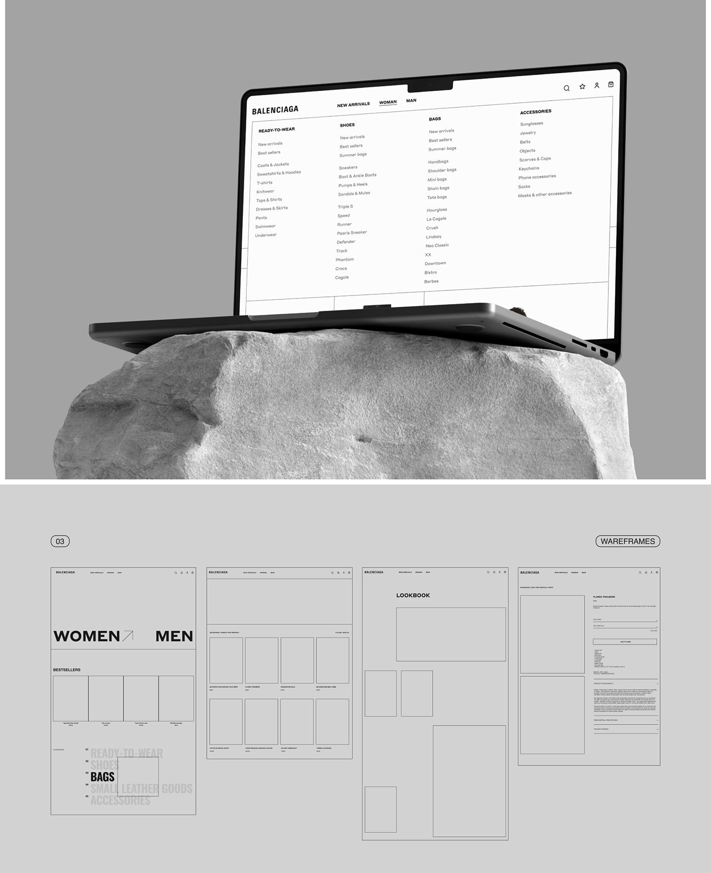Balenciaga e-commerce Fashion  Interface online store redesign user experience user interface UX UI Web Design 