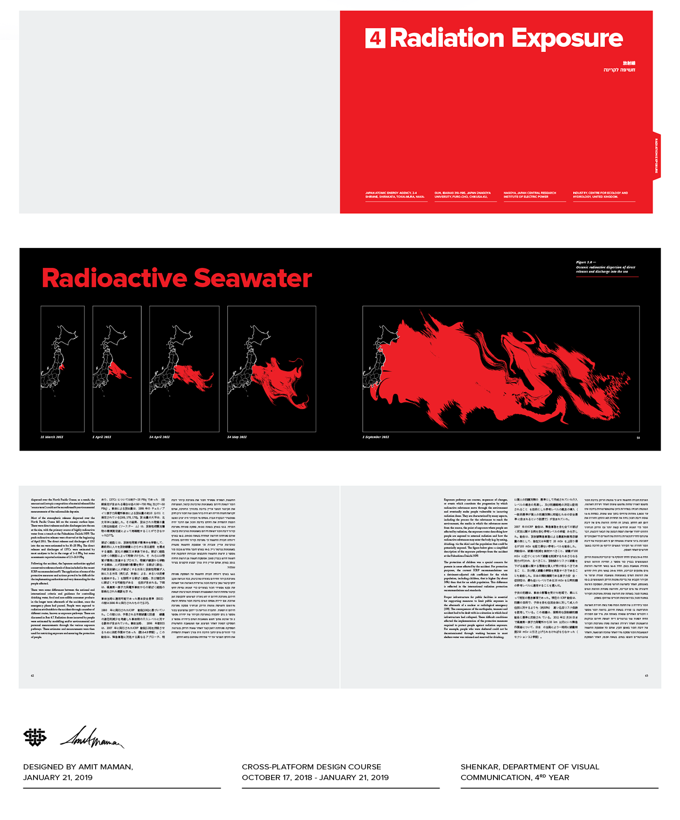 editorial design  graphic design  Fukushima iaea   data visualization japan shenkar report infographic