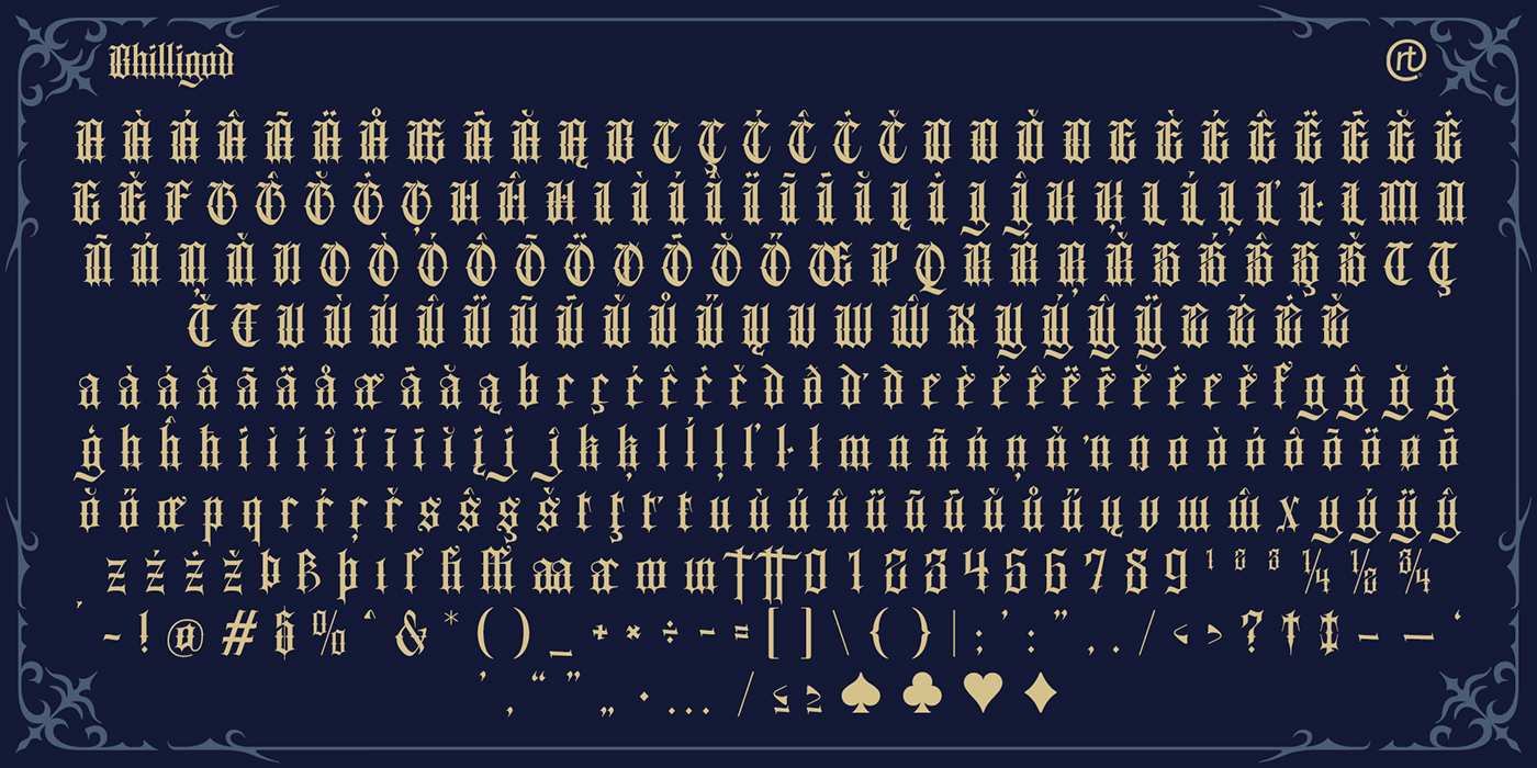 Blackletter blackletter font multilingual medieval gothic Calligraphy   bhilligod font Gothic Blackletter ridtype totto font
