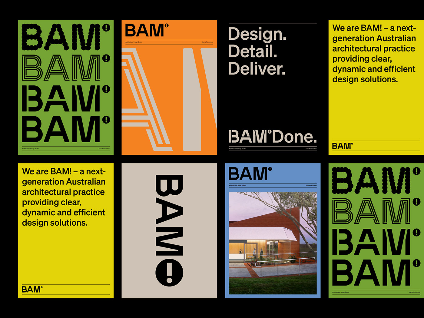 architecture Australia BAM! bold colour contemporary custom type identity system typographic