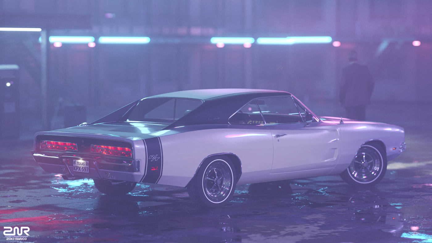 #3d #cg #cgi #render #dodge #charger #1969 #rt #racing #custom #unique #track #wide #performance #road #luxury #vintage #classic #timeless #stance #slammed #muscle #american #texas #motel #mood #neon #night 