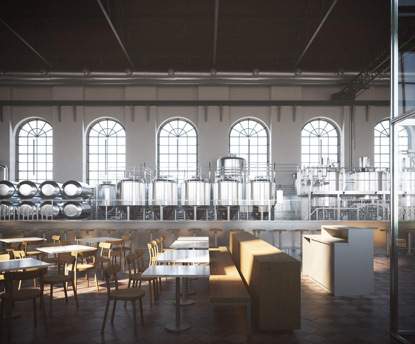 indoor architecture visualization 3D 3ds max archviz Render corona design brand identity