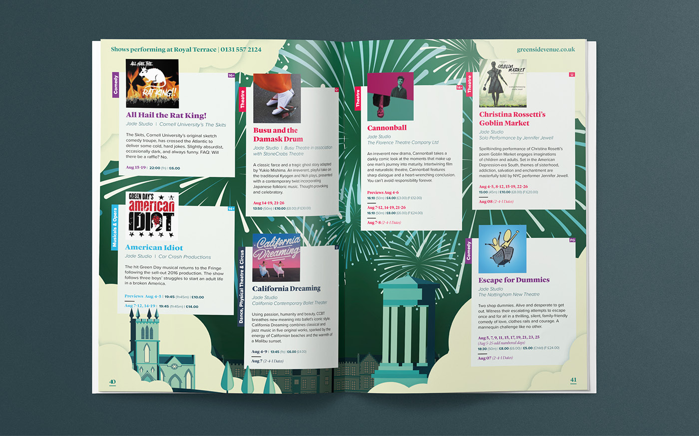 editorial Layout ILLUSTRATION  art direction  brochure programme Theatre fringe festival information design brochure design
