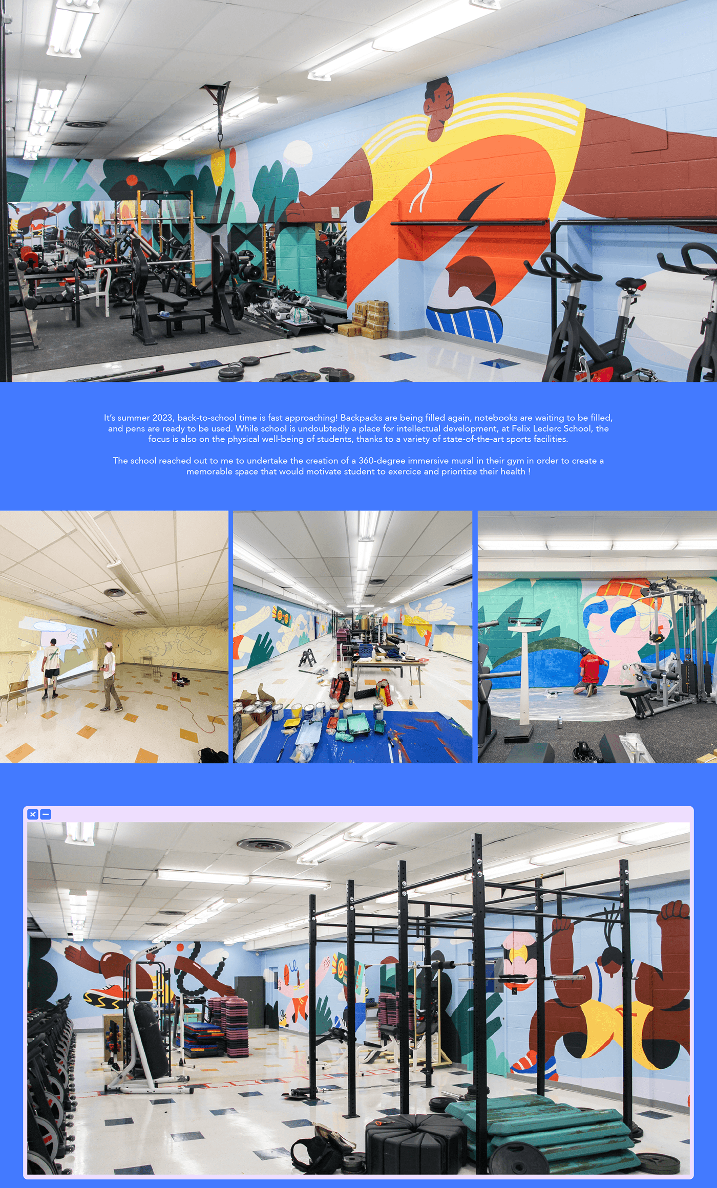 Mural painting   interior design  gym school mural art wall painting Character design  sport surface design