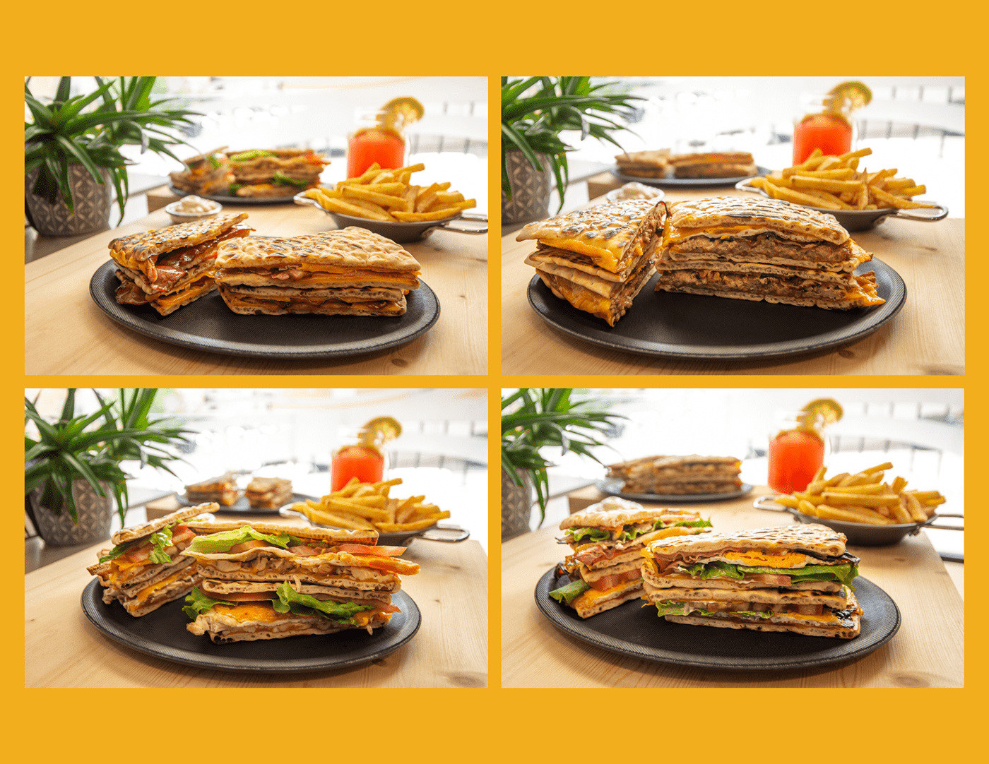 restaurant food photography of the cafe Flatbread Flavours and their sandwiches for Uber Eats