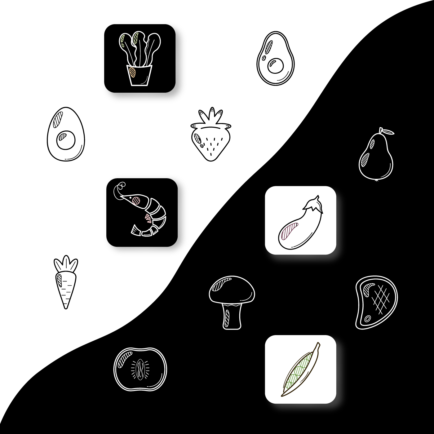 icons line vector adobe illustrator Graphic Designer Food  icon set design icons pack line icons