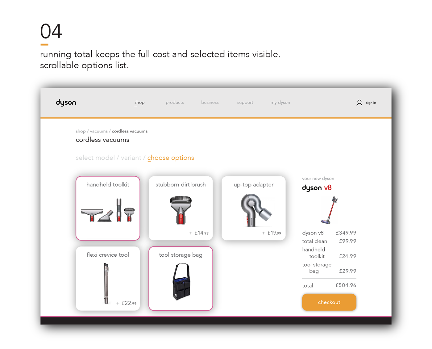 Responsive Dyson vacuum Website Ecommerce Shopping digital simplified Interaction design  UI