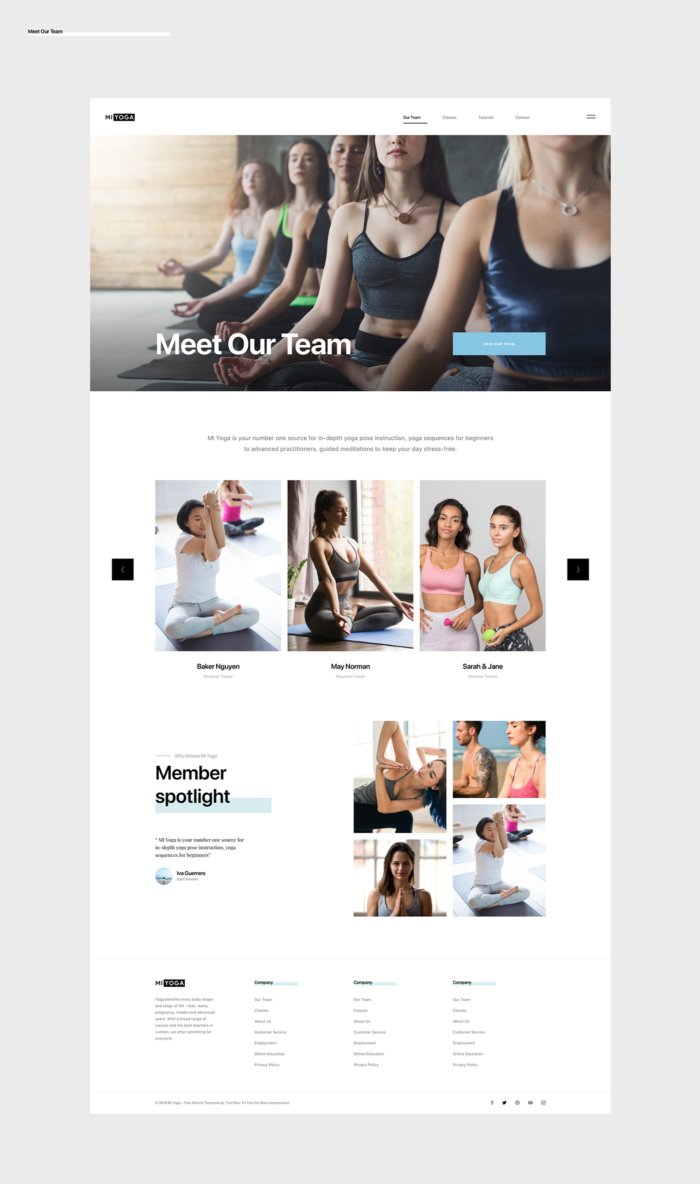 sketch app freebie free download Web Template Yoga fitness class news Blog portfolio