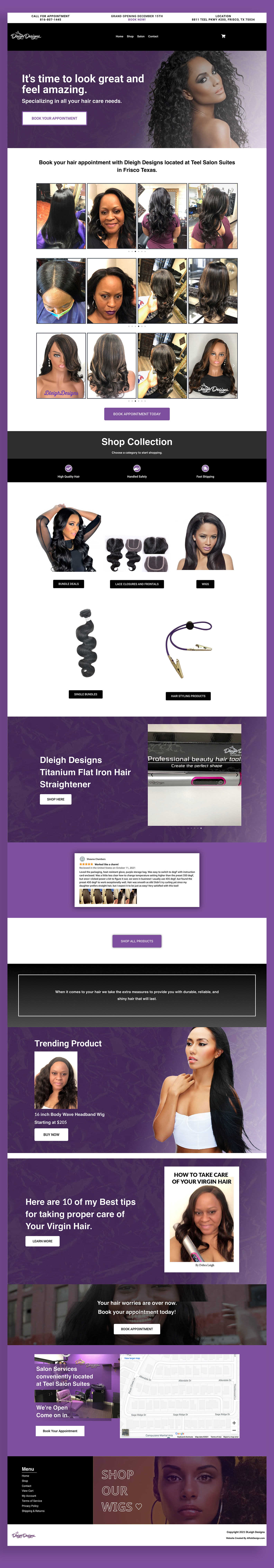 Ecommerce elementor pro Hair Salon Online shop salon store Web Design  web development  Website wordpress