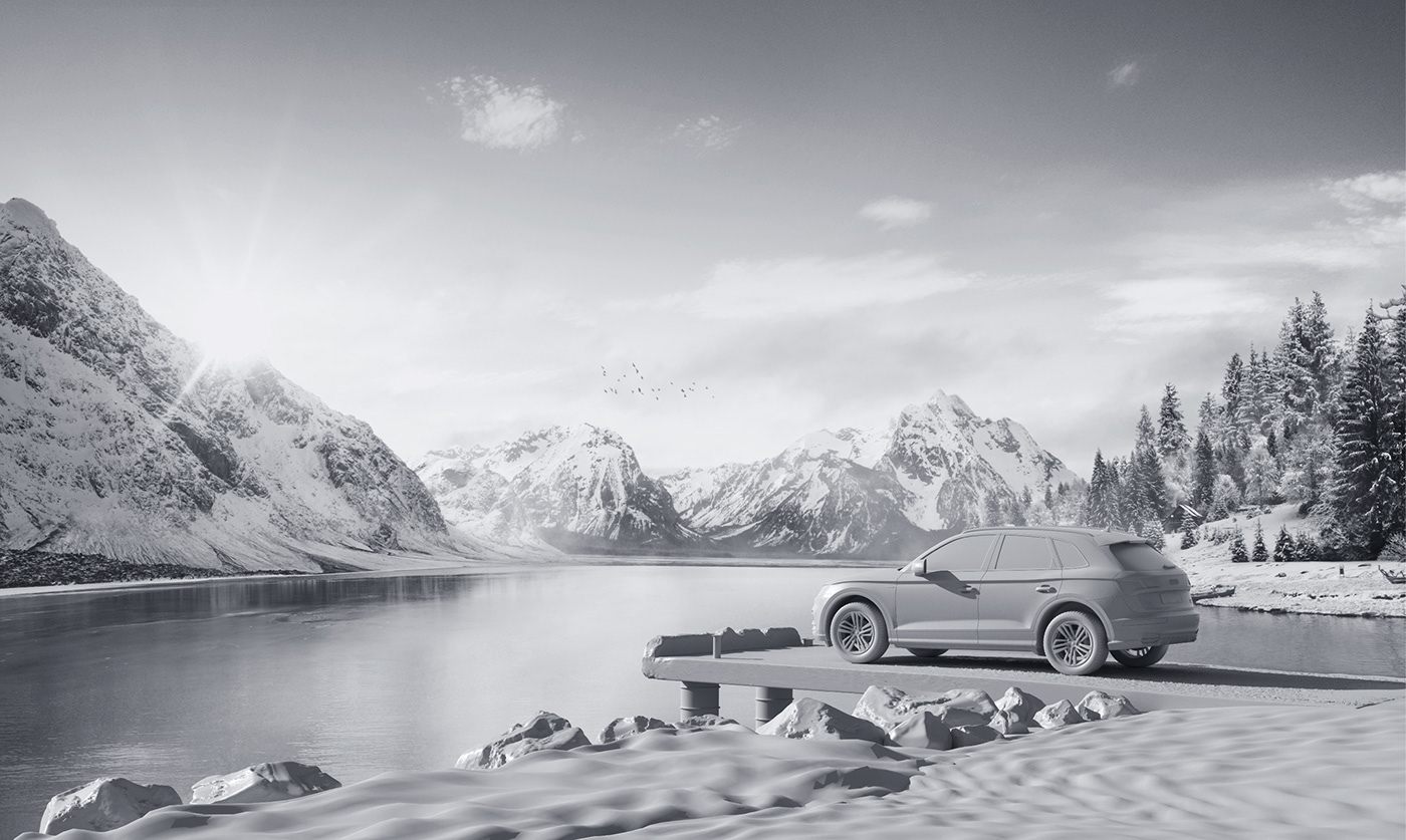 alld alldstudio CGI 3D retouch Photography  automotive   Audi environment photorealistic