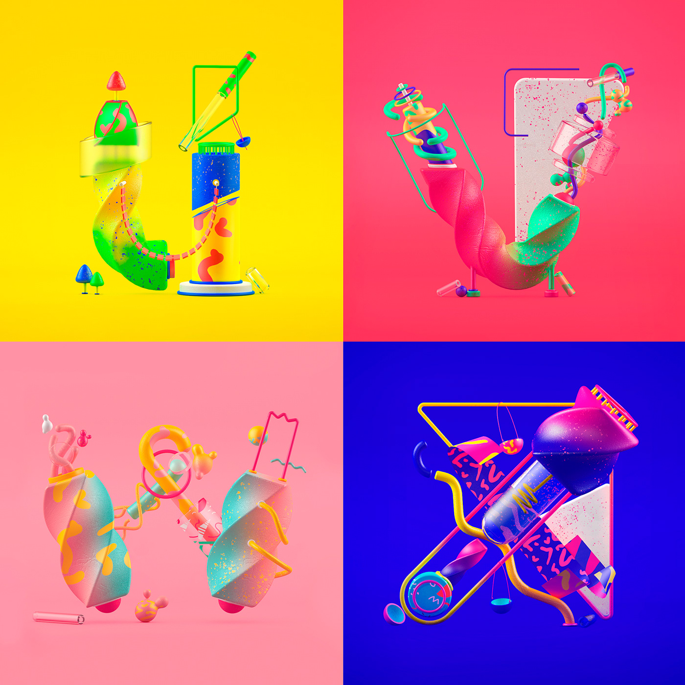 3d modeling cinema 4d graphic design  shapes 36daysoftype typography   colorful compositing 3D shapes Render