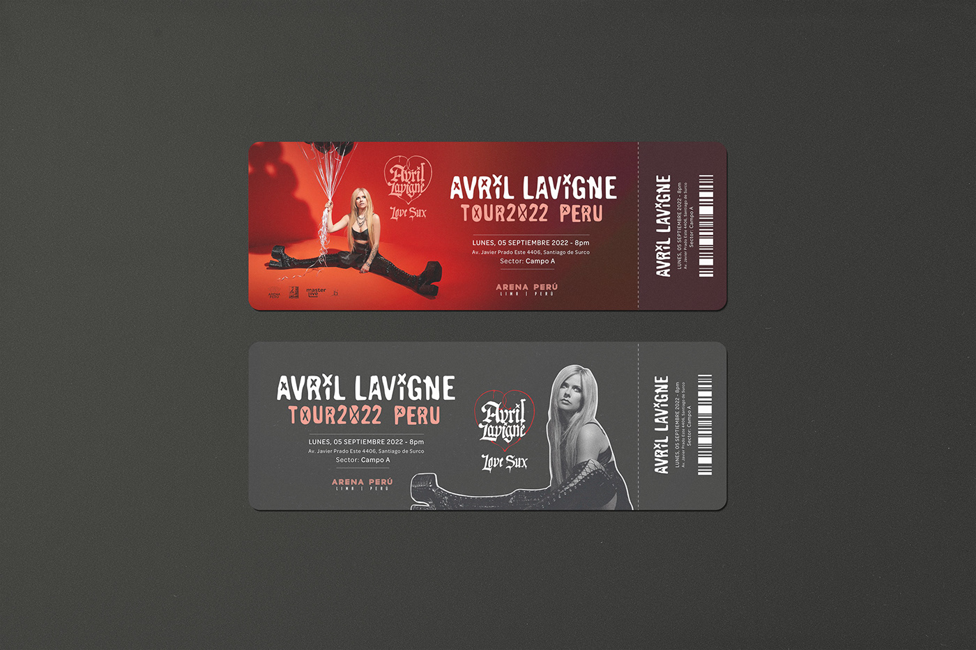 ticket design concert design music Avril Lavigne concierto