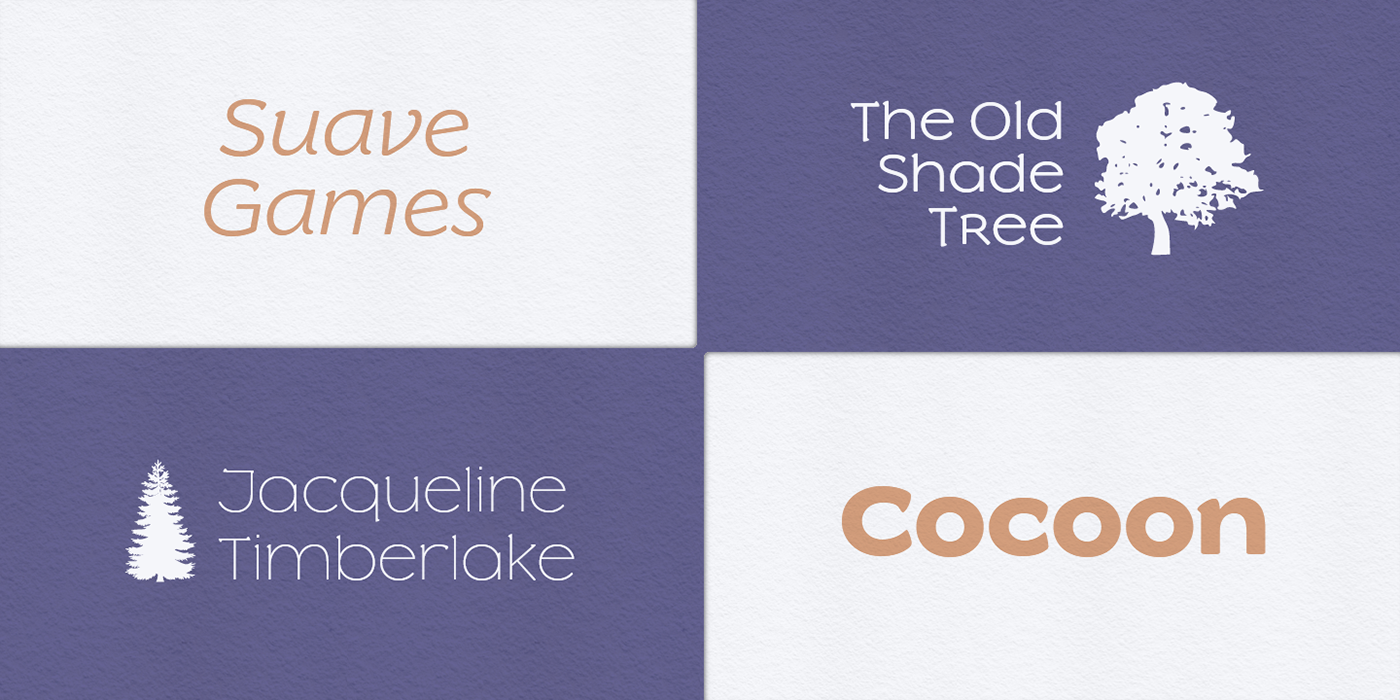 Slowglass typeface in example logotypes.