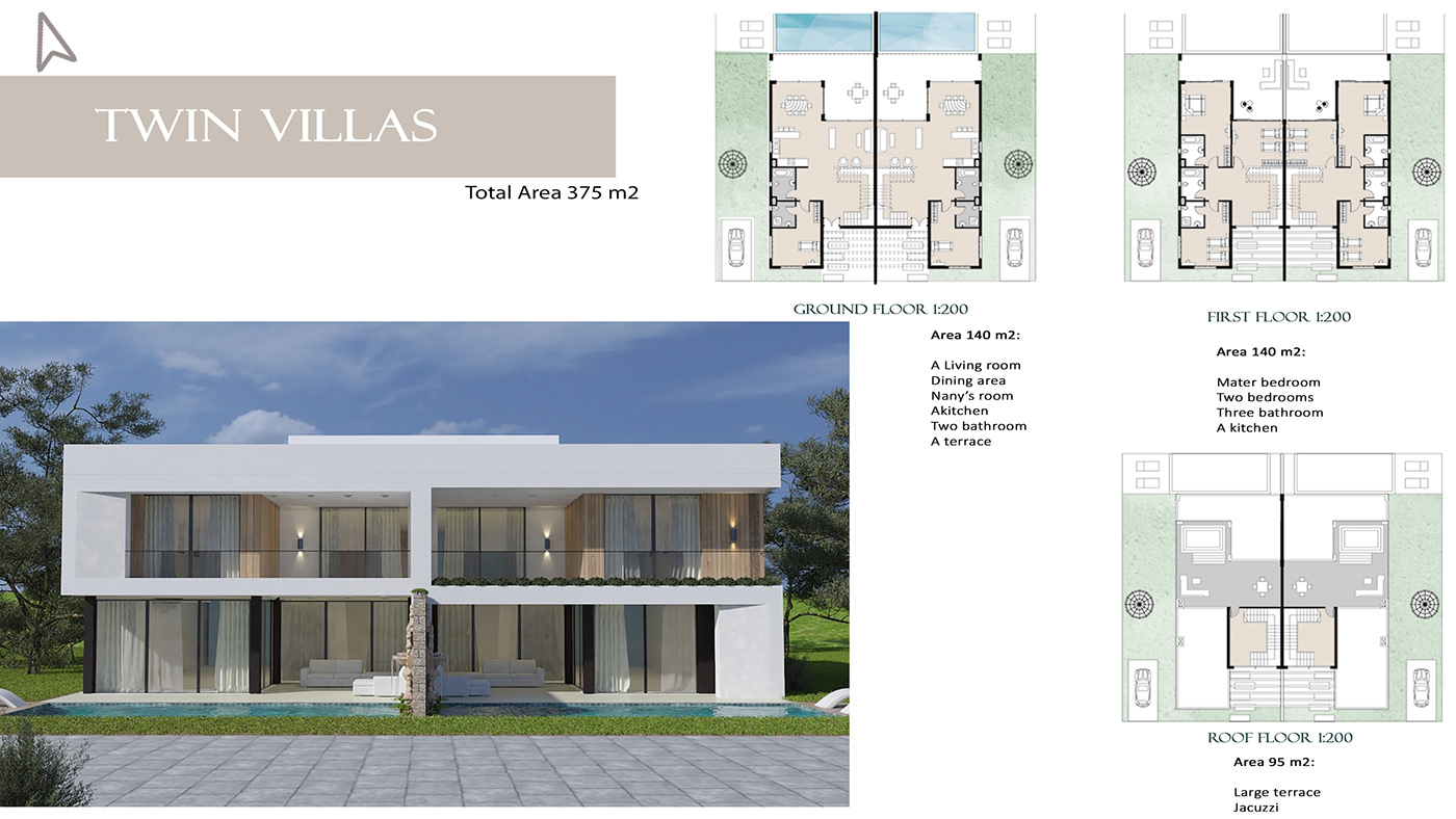 alamein architecture chalets New Alamein City resort sea front villa student project Twin Villa Urban Villa
