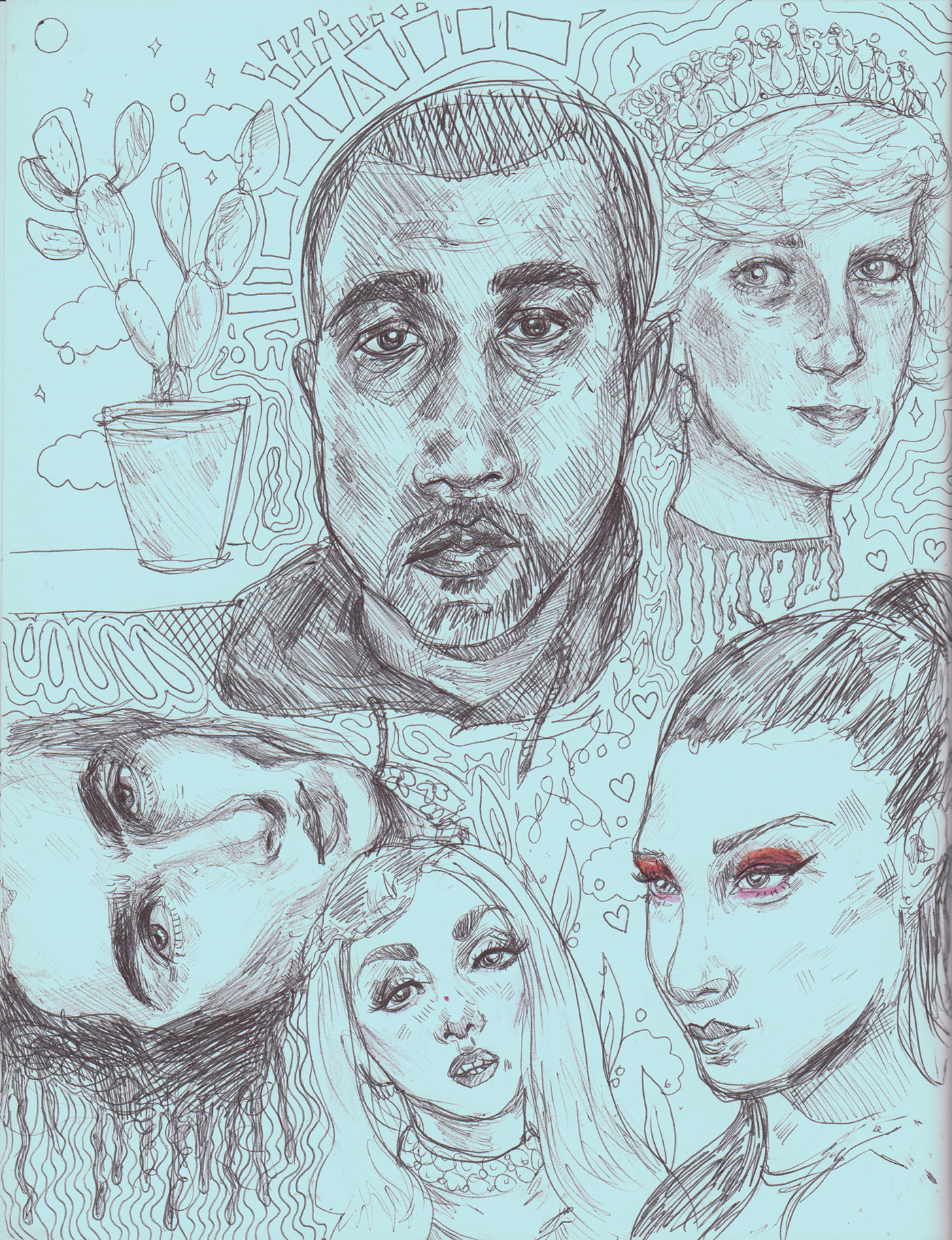 timothee chalamet Kanye West ILLUSTRATION  Drawing  jillian dominique Billie Eilish music art