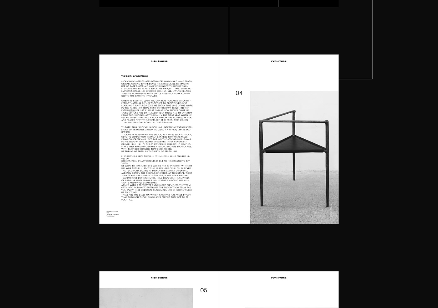 rick owens brochure editorial design  graphic design  furniture minimal branding  book Fashion 