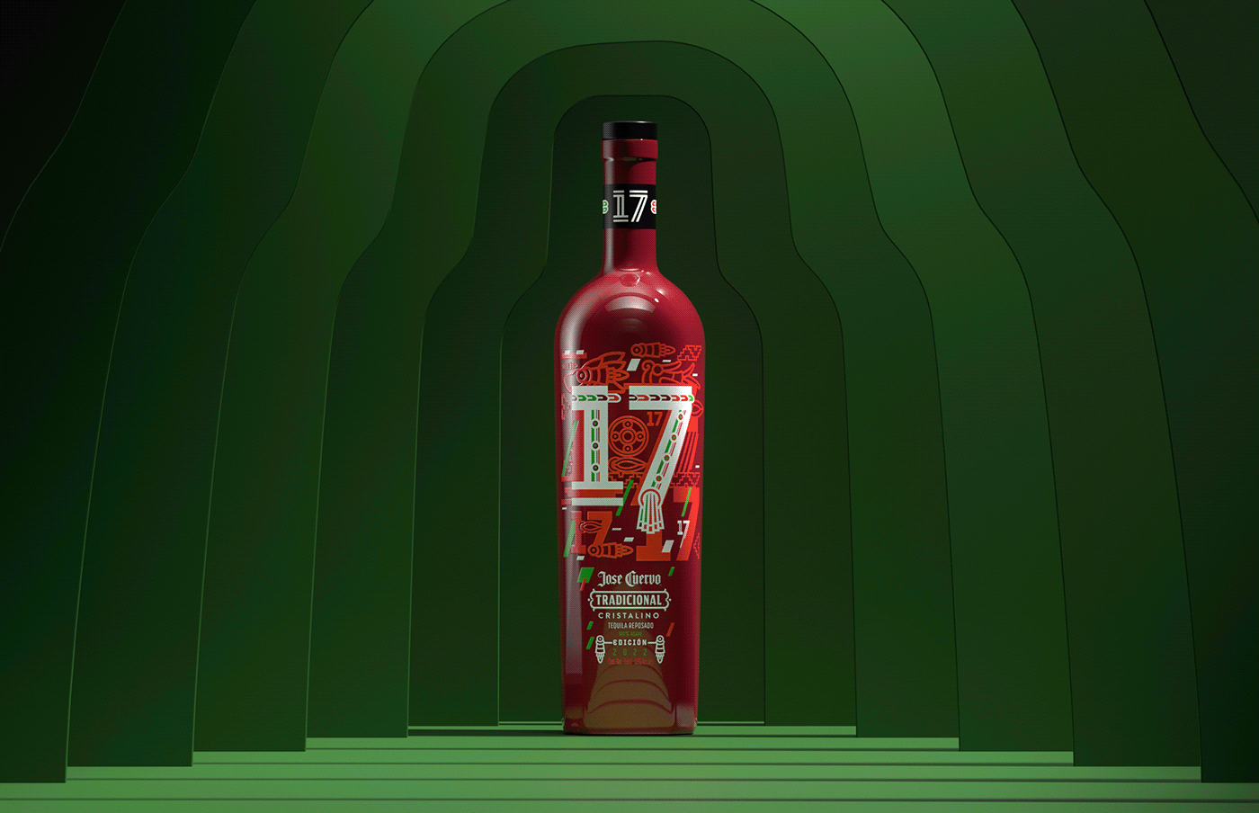 add bottle branding  CGI Cristalino etiqueta jose cuervo mexico qtar Tequila