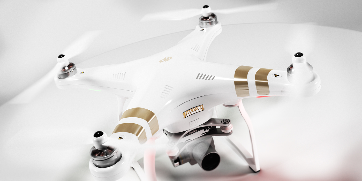 DJI quadcopter drone phantom3 professional 3D model corona 3ds max